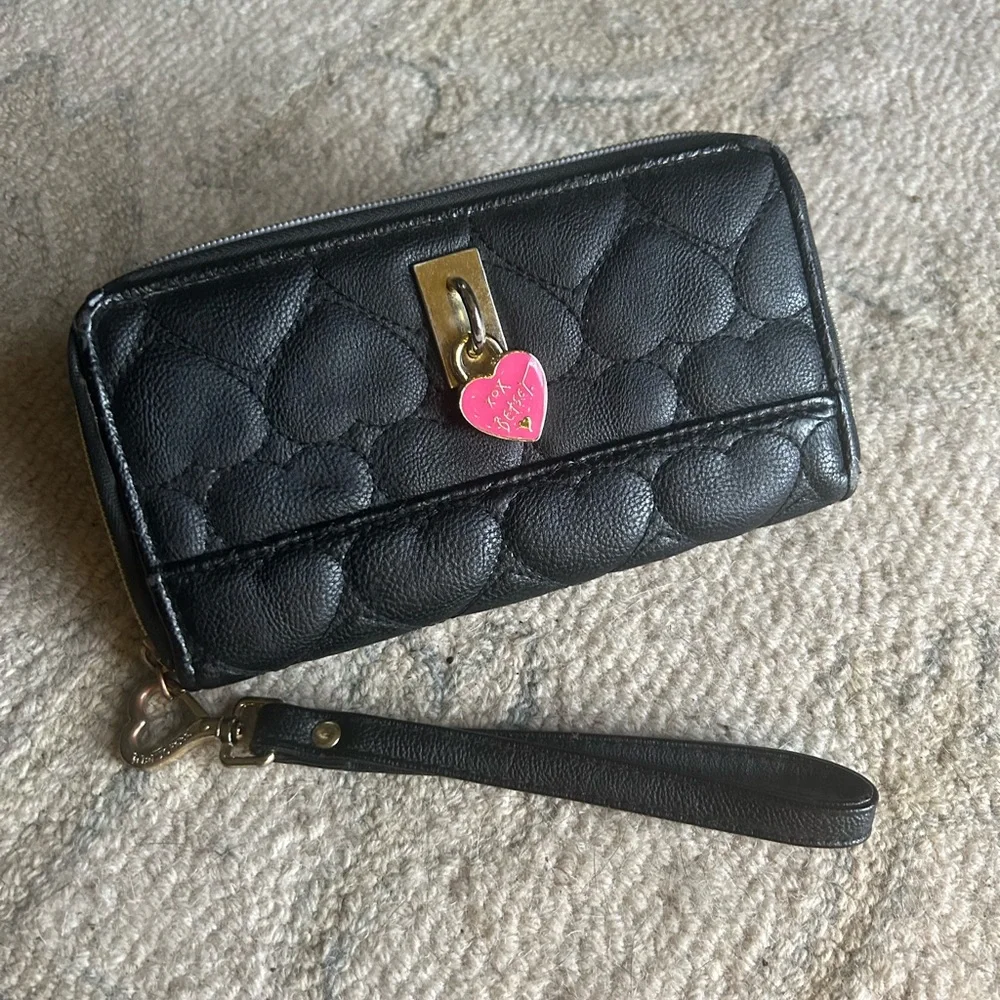 Betsey Johnson Quilted Wallet with Heart Charm